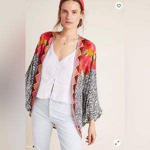 Anthropologie Blank bl-nk London Kimono Floral and Leopard print One Size